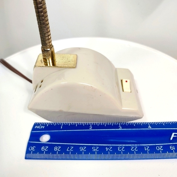 Vintage Lamp MCM Gooseneck Bendable Japan Small Metal Beige Gold Works - Picture 7 of 8